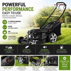 Petrol Lawnmower, 42cm cutting width, petrol engine, Up to 250m², 55L Grass Hold