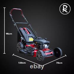 Petrol Lawnmower Self Propelled RocwooD 173cc 20 Mower Mulching Garden Lawn 60L