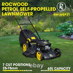 Petrol Lawnmower Self Propelled RocwooD 173cc 21? 4 Stroke OHV Engine Mulching