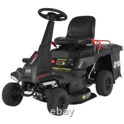 Ride-On Petrol Lawn Mower, 24 Compact With Catch Box, Grass Box, Adjustable Hei