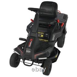 Ride-On Petrol Lawn Mower, 24 Compact With Catch Box, Grass Box, Adjustable Hei