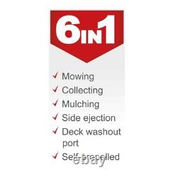 Scheppach MS161-46 Self-Propelled Petrol Lawnmower, 46cm, Mulching, 55L Bag