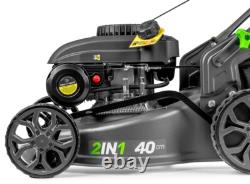 WUBER Petrol Lawn Mower 400mm Self Propelled 3HP 141cc + Electric Start GERMANY