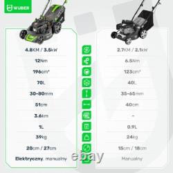 WUBER Petrol Lawn Mower 510mm Electric Start 4.8HP 196cc + Mulching 70L GERMANY