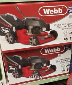 Webb Dynamic 42cm Self-Propelled Petrol Lawnmower Powerful 144cc Mulch Collect