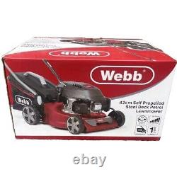 Webb Self-Propelled Petrol Lawnmower 42cm 40L Lawn Mower Steel Deck H2-7cm 144cc