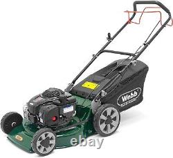 Webb WER18HW4 18/46cm Self Propelled Rotary Petrol Lawnmower, 140cc Engine, 8 C